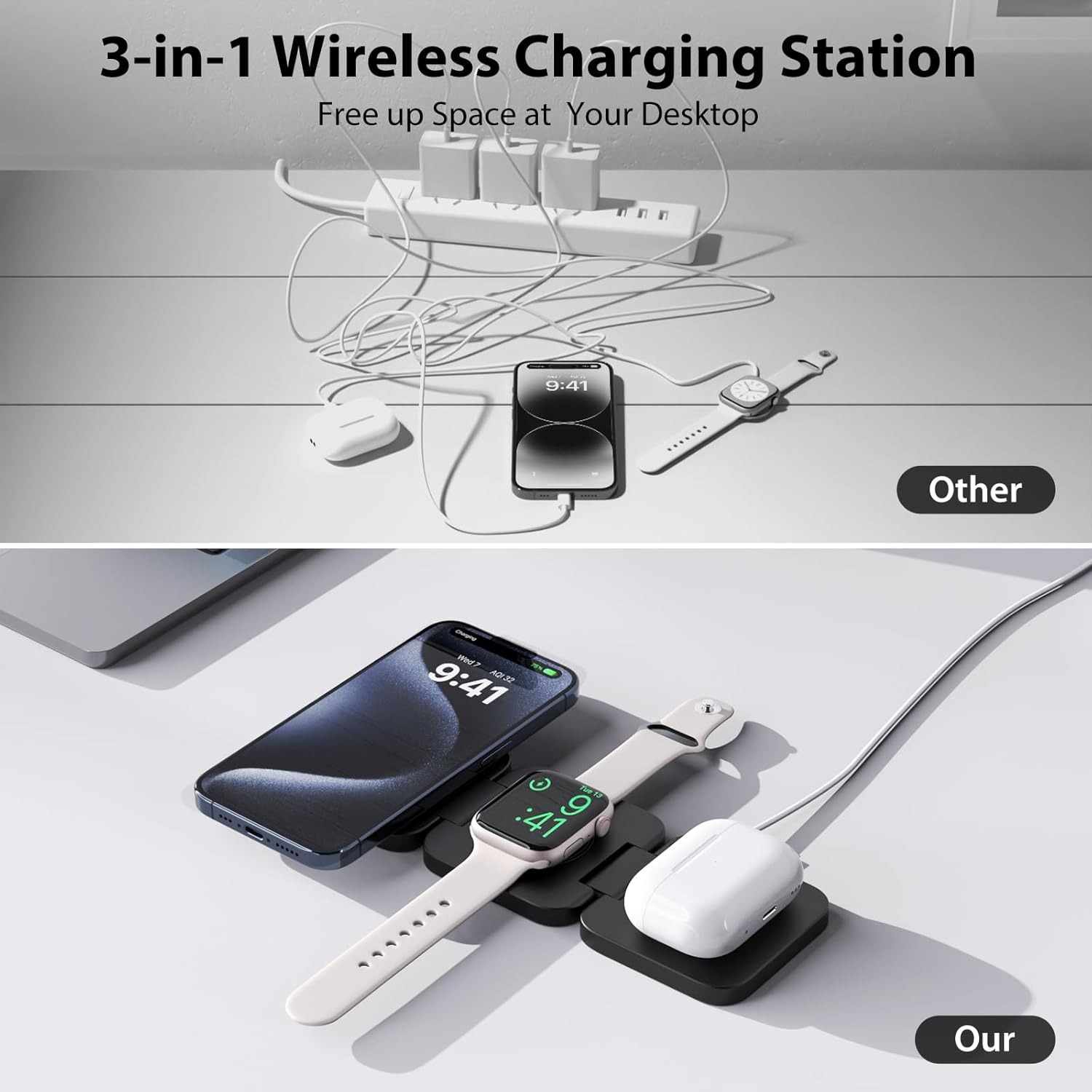 Foldable 3 in 1 Fast Wireless  - Watch Charger Cable recensione e prezzo