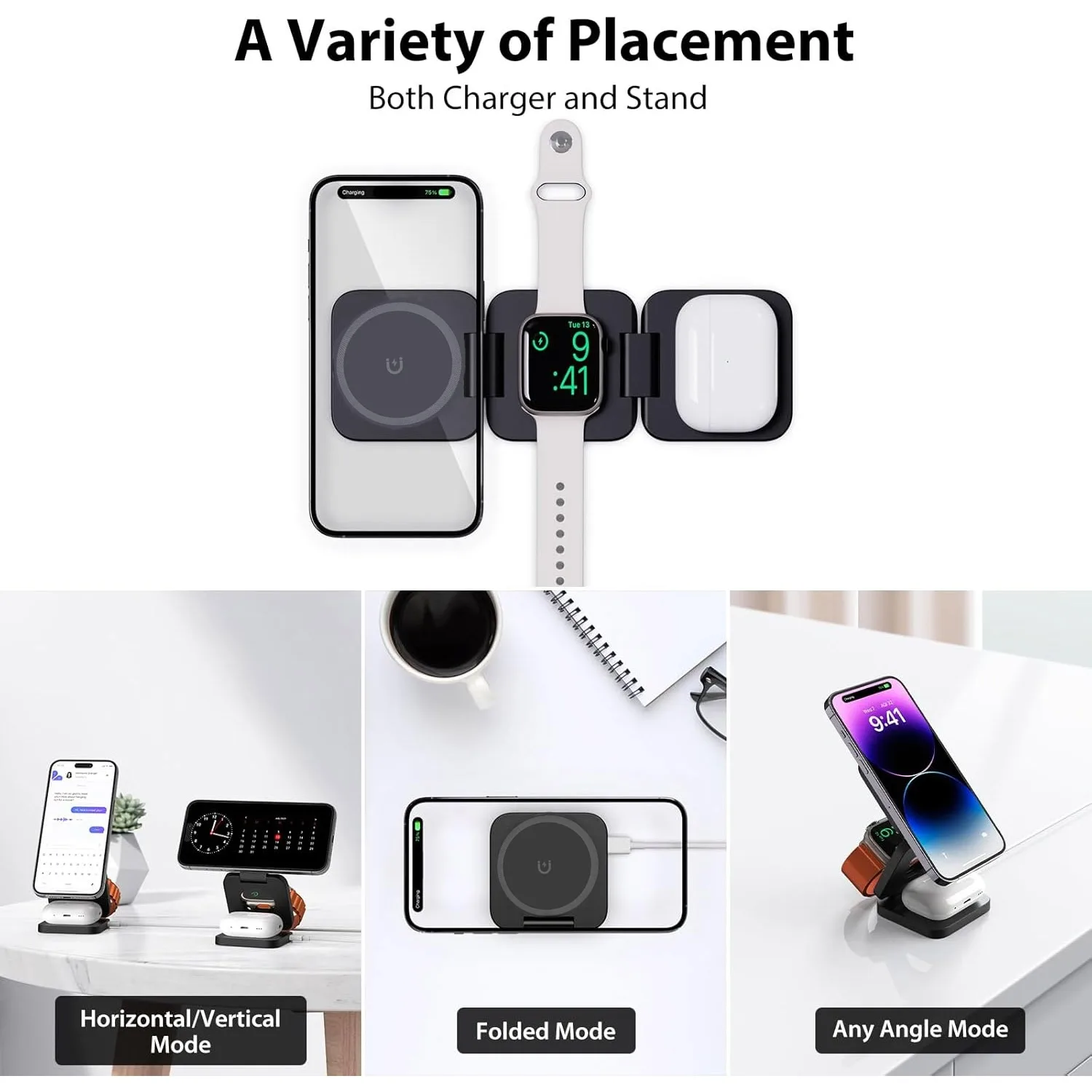 Foldable 3 in 1 Fast Wireless  - Watch Charger Cable recensione e prezzo