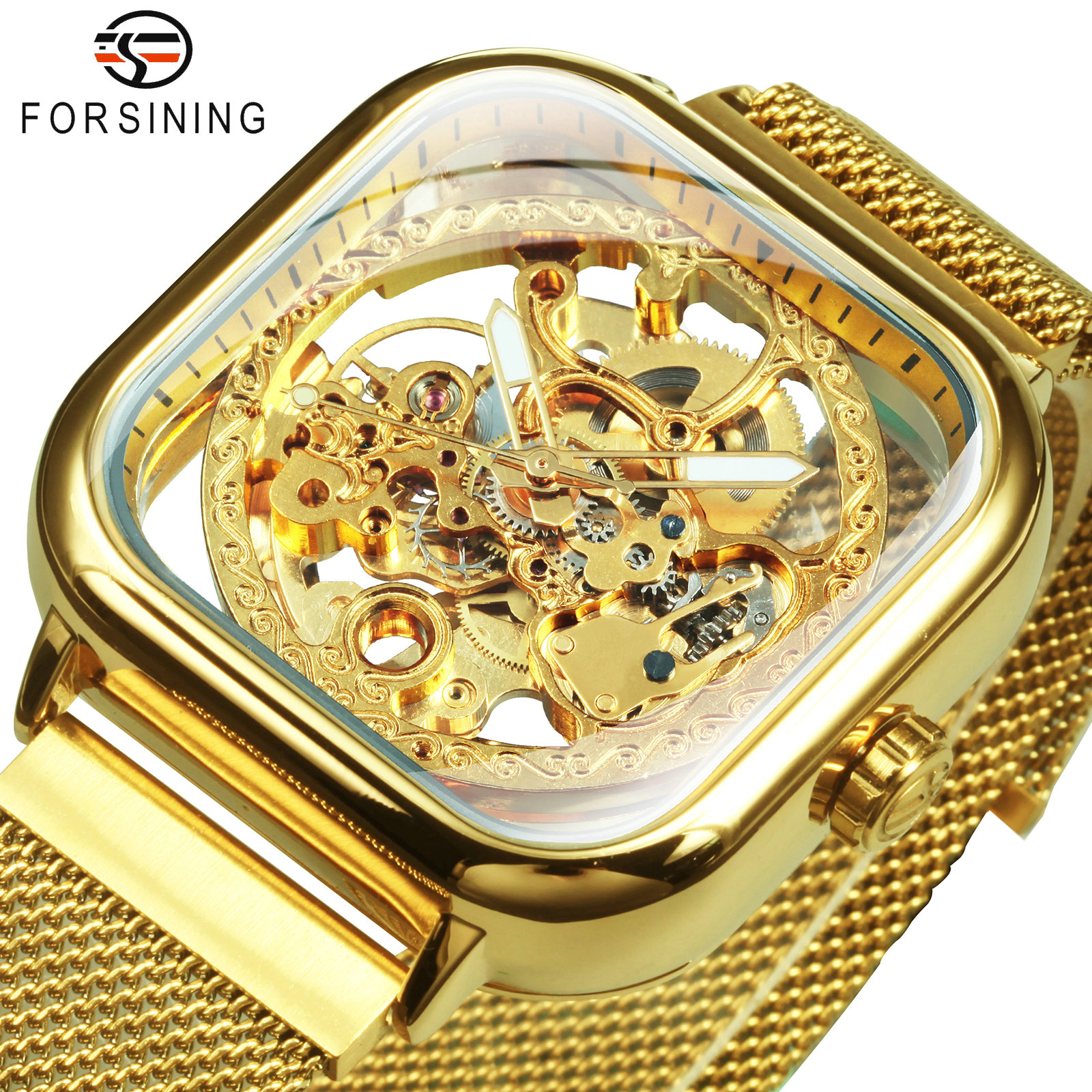 Forsining Luxury Square Skelet - Stainless Mesh Band recensione e prezzo