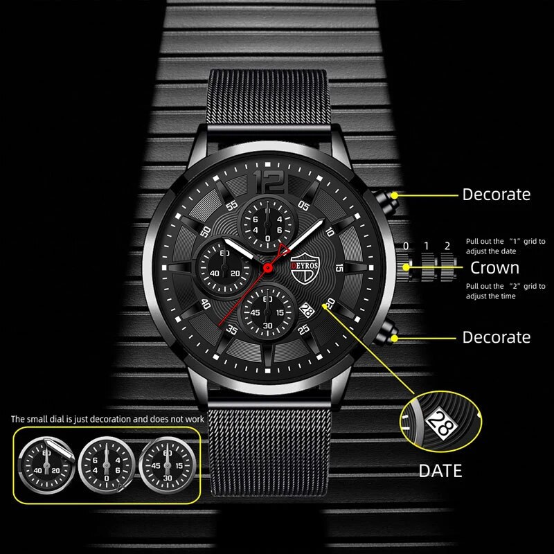 DEYROS Mens Fashion Minimalist - Stainless Mesh Band recensione e prezzo