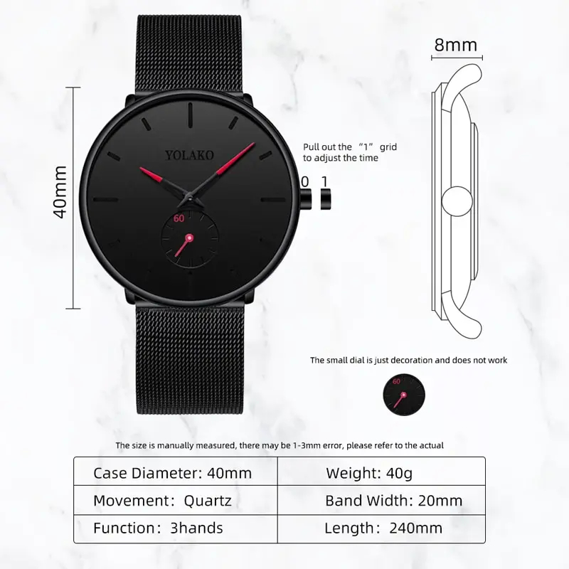 YOLAKO Mens Fashion Minimalist - Stainless Mesh Band recensione e prezzo